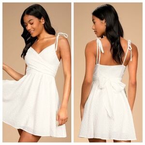 Lulus Cute and Sweet White Tie-Back Mini Skater Dress